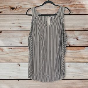 Grey and White striped sleeveless top with keyhole back by Old Navy size XL
